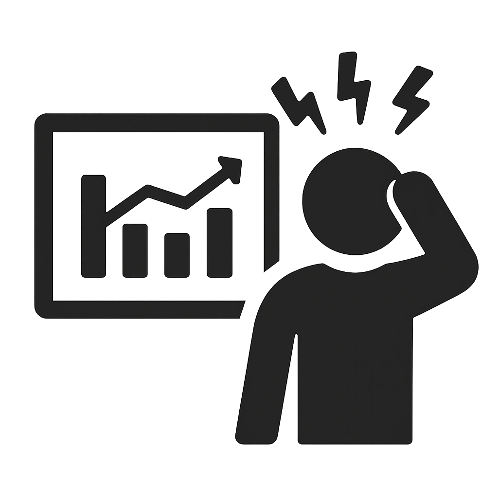 よくある課題_表やグラフの調整にストレスを感じる人のピクトグラム